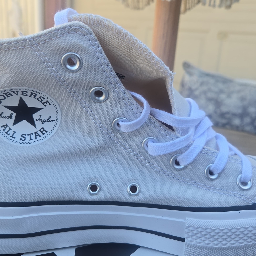 Converse Light Gray High Top Canvas Platform Sneakers